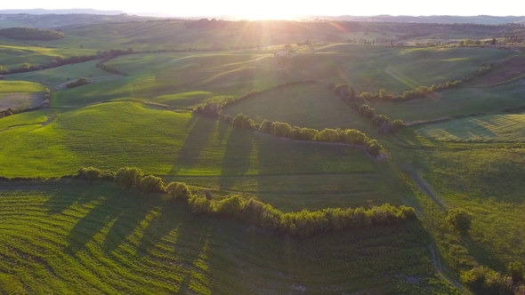Tuscany Aerial Panorama at Sunset in Italy alt
