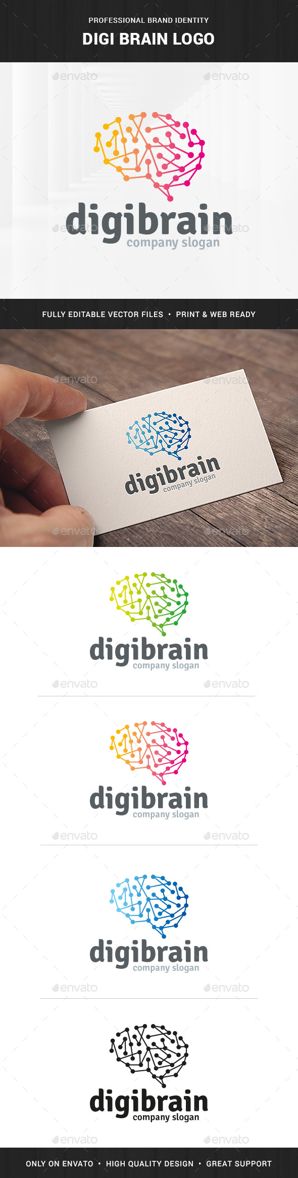 Digi Brain Logo Template - Abstract Logo Templates