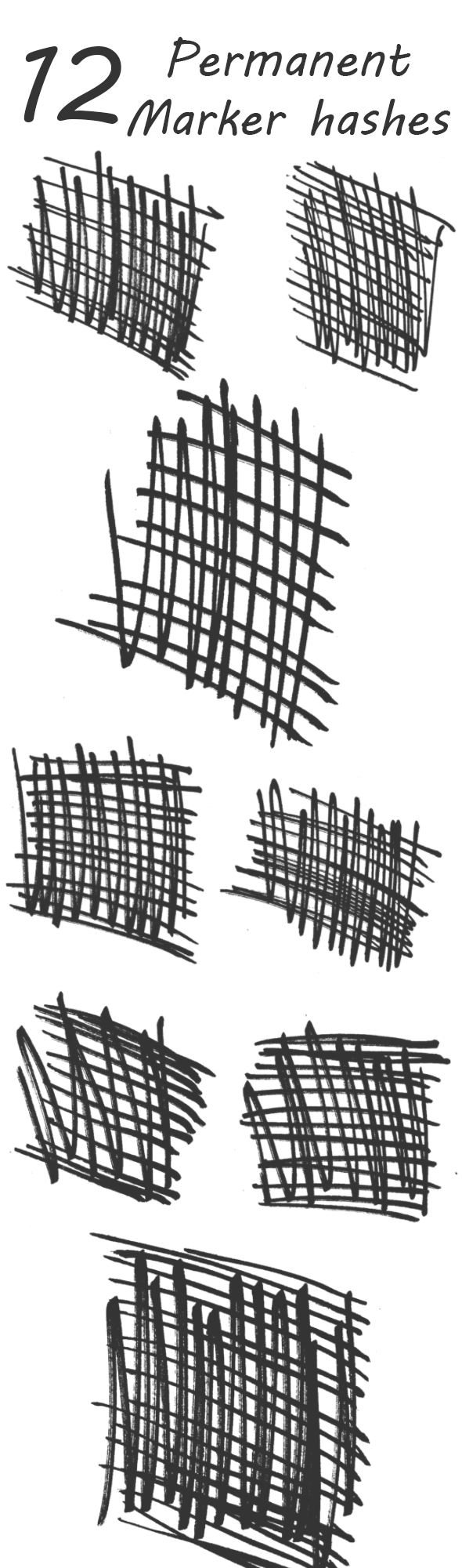12 Permeant Marker Hashes - Brushes Photoshop