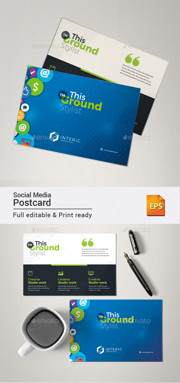 Social Media Postcard - Cards & Invites Print Templates