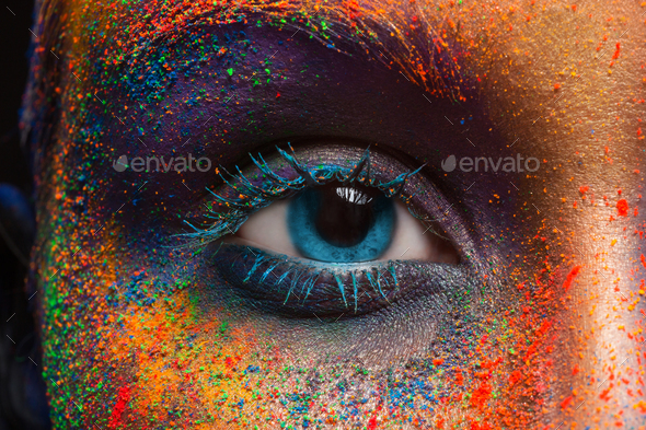 colorful eye makeup close up