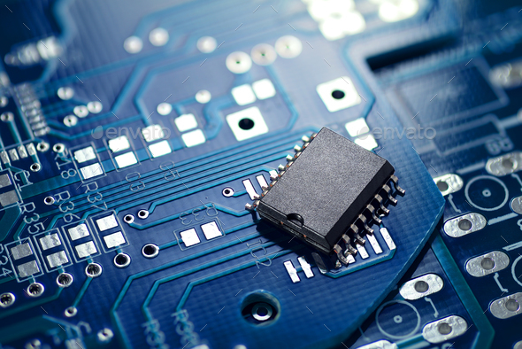 Printed circuit board and chip - Stock Photo - Images