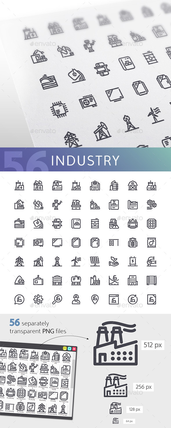 Industry Line Icons Set - Technology Icons