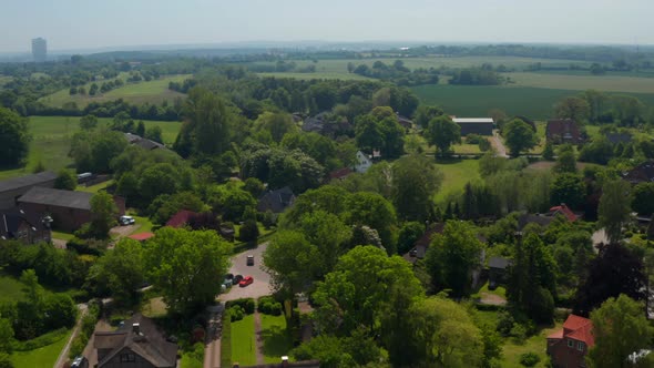 Aerial View of Suburbs Peaceful Residential Neighborhoods Area in Brodten Germany Day alt