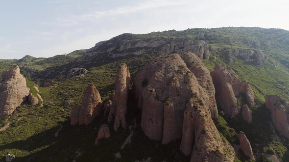 Aerial View of Mallos of Riglos in Aragon Spain alt