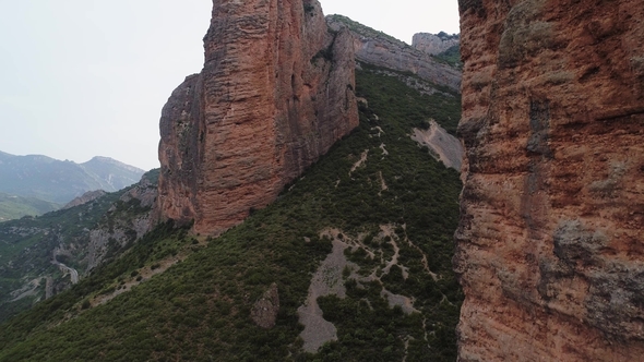 Aerial View of Mallos of Riglos in Aragon Spain alt