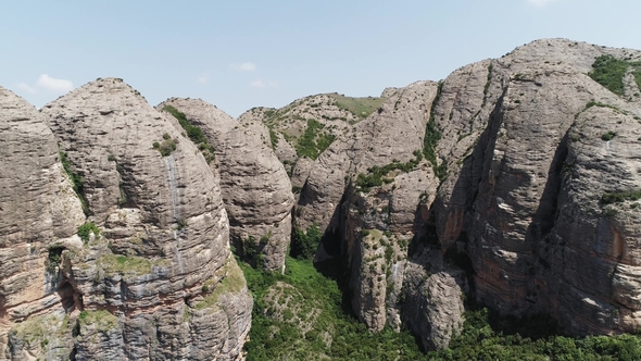 Aerial View Rock Formations in Mallos of Aguero in Aragon Spain, Stock ...