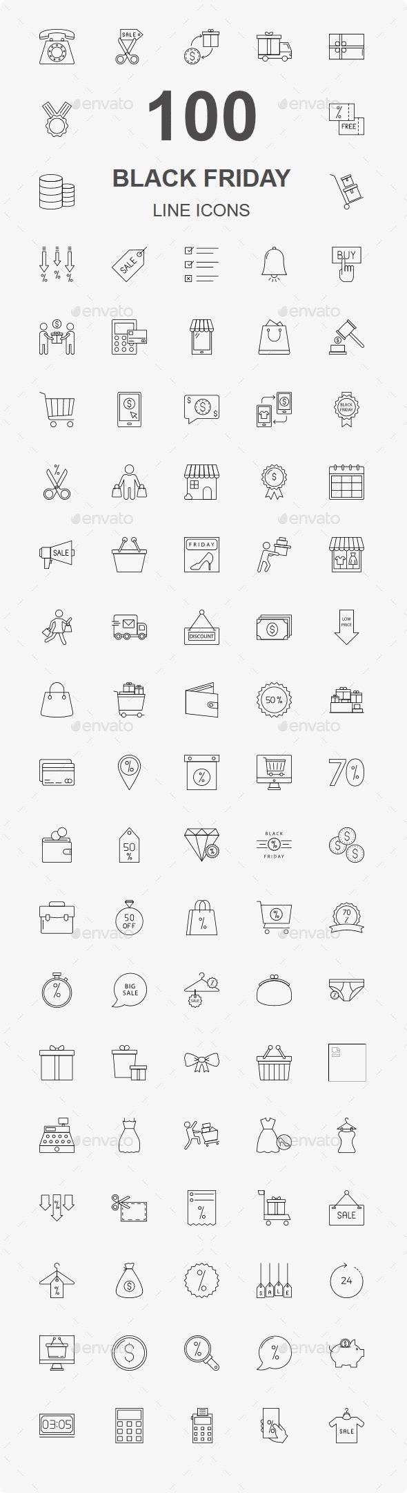 Black Friday Line Icons - Business Icons