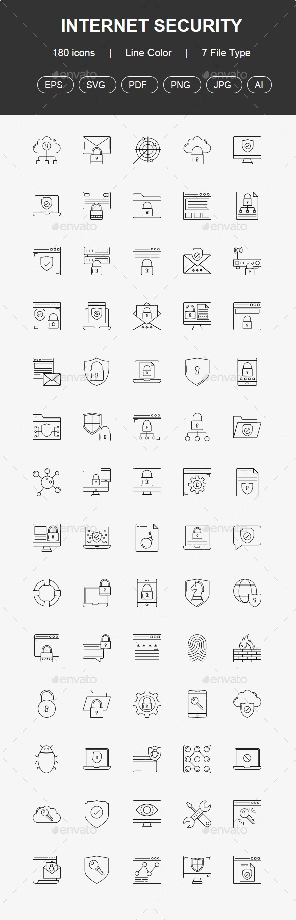 100+ Internet Security Line Icons - Technology Icons