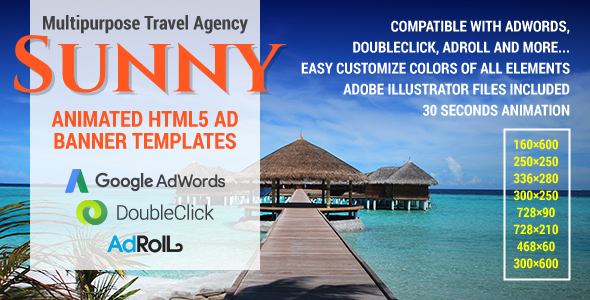 Sunny - Multipurpose Travel Agency HTML5 Ad Banner Templates