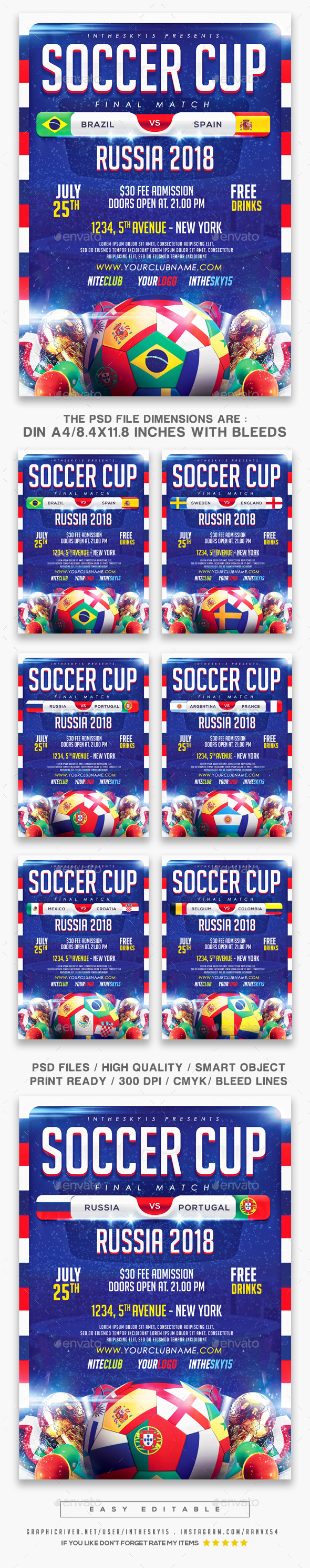 Soccer Cup Flyer Template - Sports Events