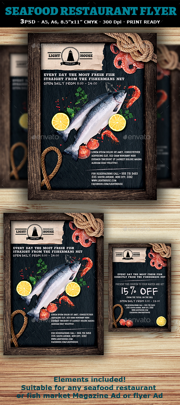 Seafood Restaurant Flyer Template - Restaurant Flyers