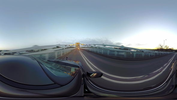 Driving Over the Menai Bridge in North Wales Towards Anglesey - United Kingdom alt