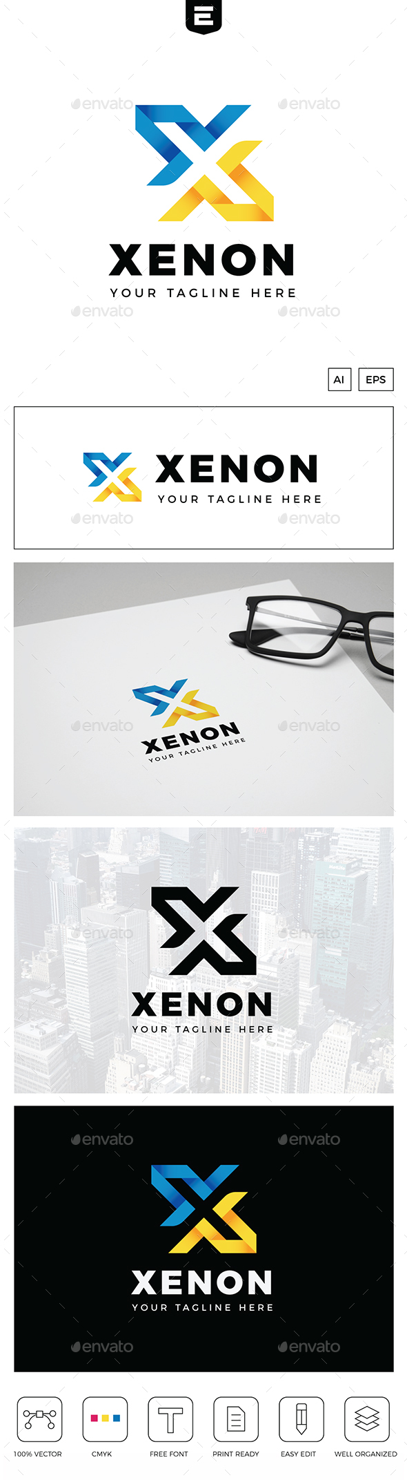 Xenon Letter X Logo - Letters Logo Templates