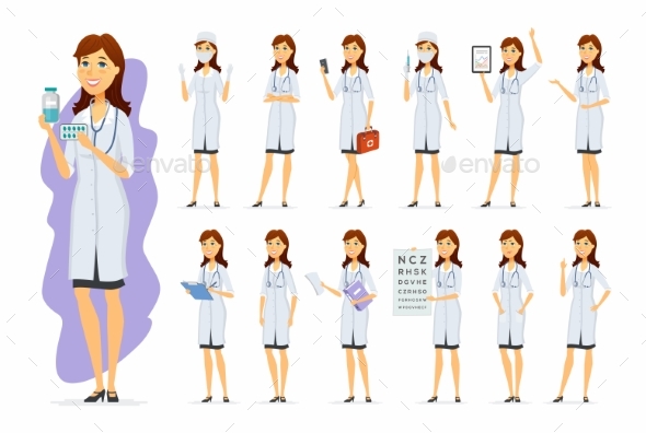 Female Doctor - Vector Cartoon People Character - Health/Medicine Conceptual