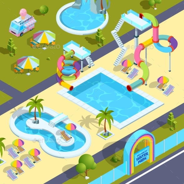 Pictures of Outdoor Attractions in Water Park - Miscellaneous Vectors