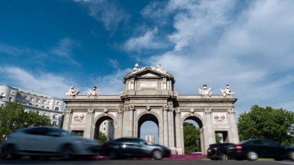 Alcala Gate in Madrid  Around Traffic Circle