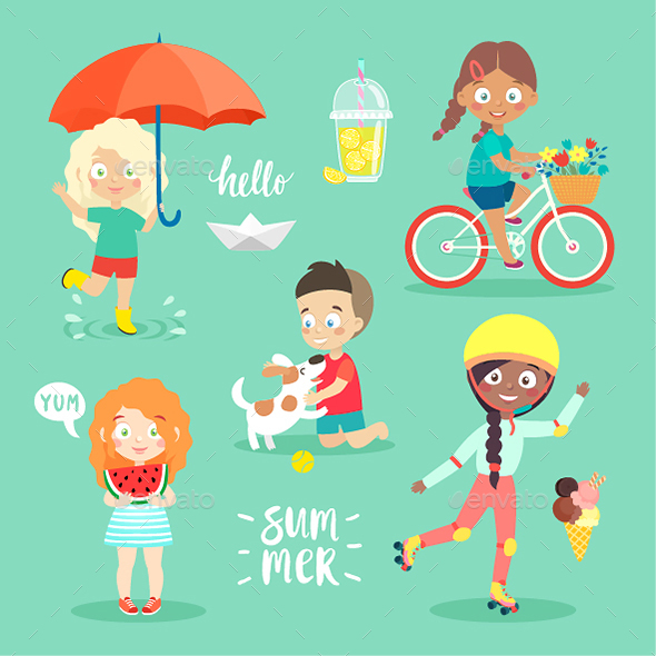 Summer Kids Set - People Characters