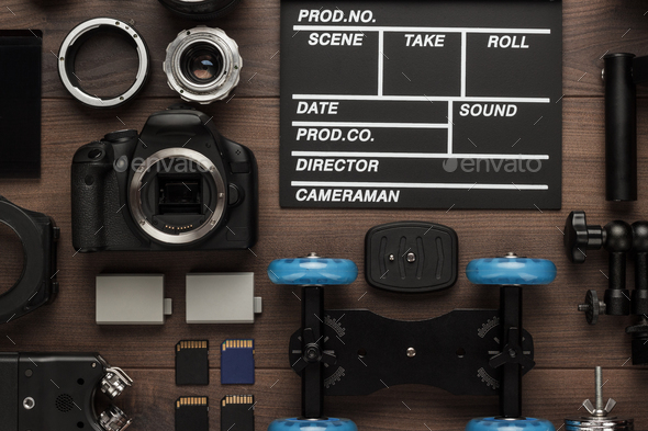 Different Video Equipment View From Above - Stock Photo - Images