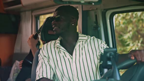 Darkskinned Young Man Driver Close Up alt