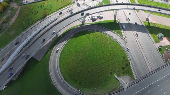 Aerial Shot of Transport Intersection in Big City alt
