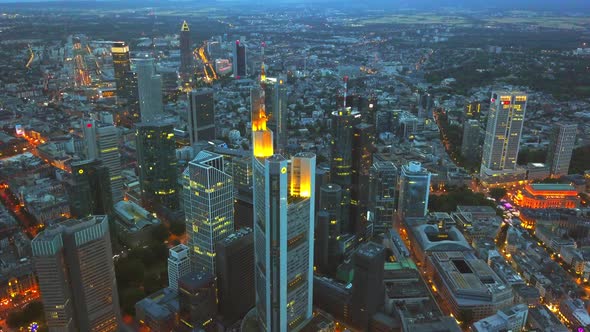Frankfurt am Main, Germany Skyline Aerial at Night alt