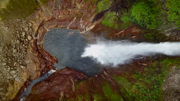 Aerial view of Catarata del Toro waterfall in Costa Rica. alt