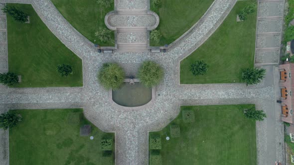 Aerial Top Down View of Symmetrical Park