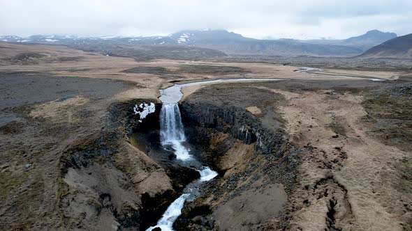 Snæfellsjökull National Park Iceland Ring Road Waterfall drone alt