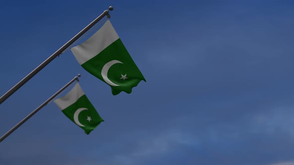 Pakistan Flags In The Blue Sky - 4K