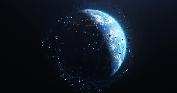 Modern Satellite Network Over Earth alt