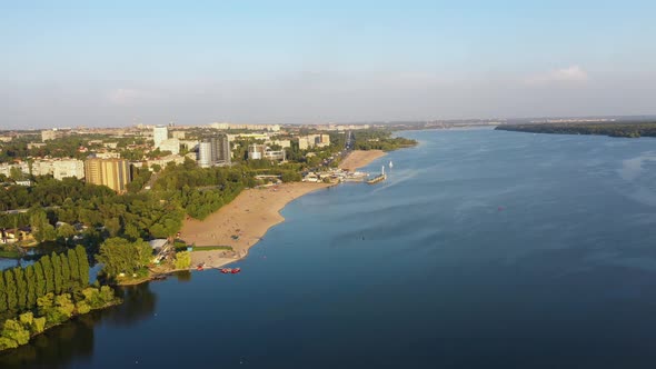 City Beach on the Banks of the Dnieper River in Zaporozhye
