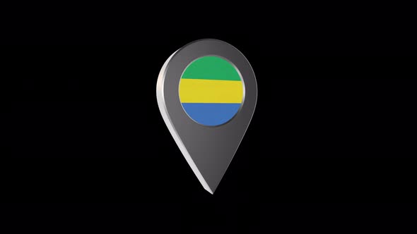 3d Animation Map Navigation Pointer With Gabon Flag With Alpha Channel - 4K alt