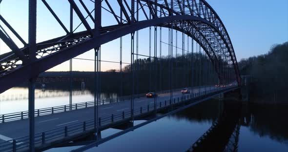Aerial of the Amvets Bridge Over the New Croton Reservoir in NY alt