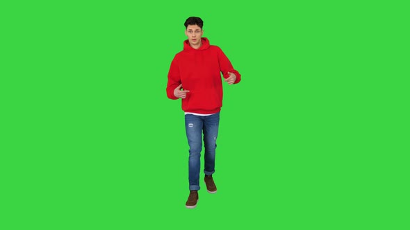 Cool Man Summons To Break Dancing Battle on a Green Screen, Chroma Key alt