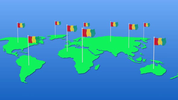 Guinea Flag Wavy Animated On Earth Map alt
