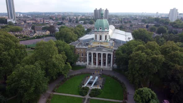Drone View of the Military Museum Surrounded By a Beautiful Green Area alt
