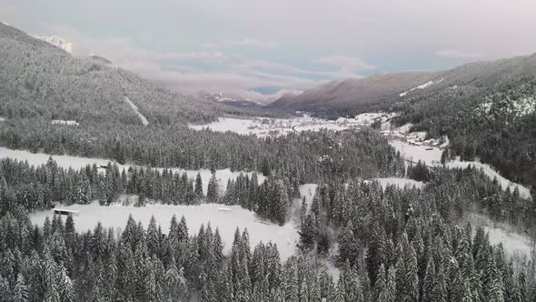 Beautiful winter day in the snowy mountains alt