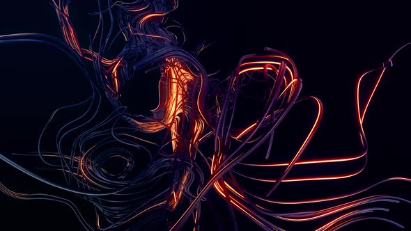 Multicolor Flash of Curved Lines Like Concept of Computing Neural Network or Artificial Intelligence alt