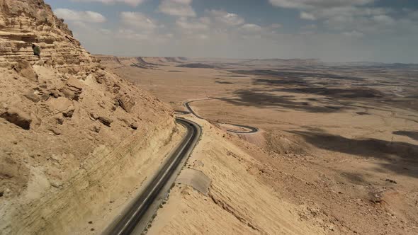 Desert Sands of the Blue Sky White Clouds the Camera Flies Over the Land the Landscape in Israel