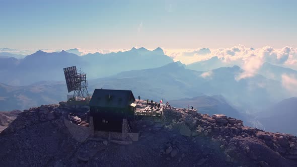 Aerial view over the Sella Group in the Dolomites alt