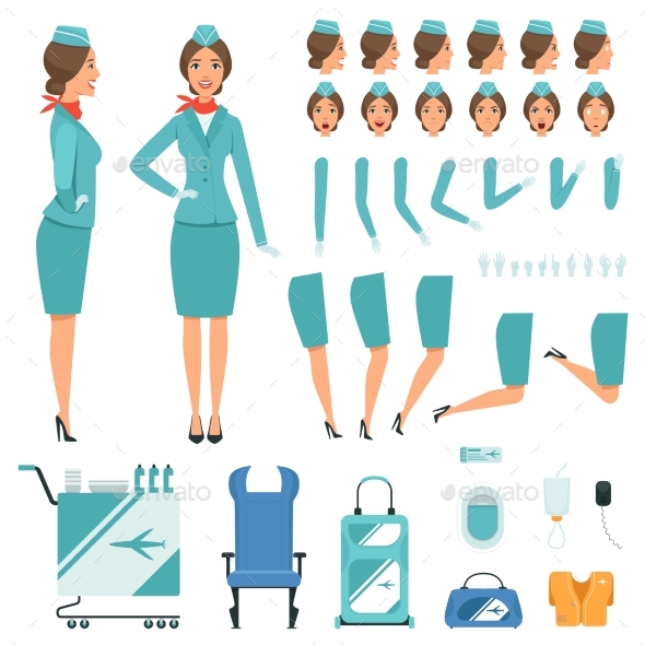 Constructor Characters of Stewardess - People Characters
