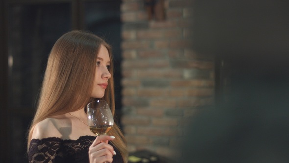 Beautiful Girl is Drinking Wine alt