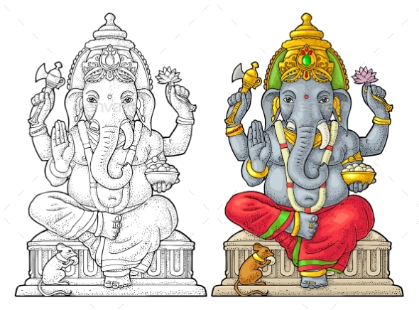 Ganpati with Mouse for Poster Ganesh Chaturthi - Miscellaneous Seasons/Holidays