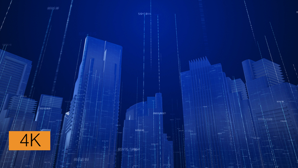 High-Tech Digital Data City Buildings 4K