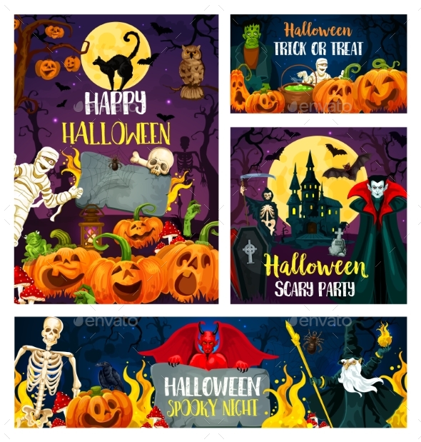 Halloween Banner of Horror Party Invitation Design - Halloween Seasons/Holidays