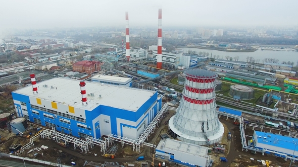 Thermal Power Plant Generates Electrical Energy By Fuel, Stock Footage