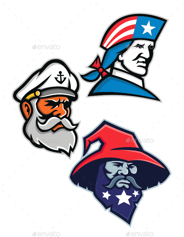 Patriot Seadog and Warlock Mascot Collection - People Characters