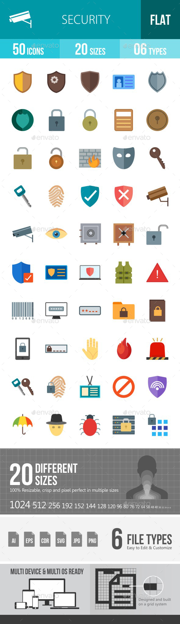 Security Flat Multicolor Icons - Icons