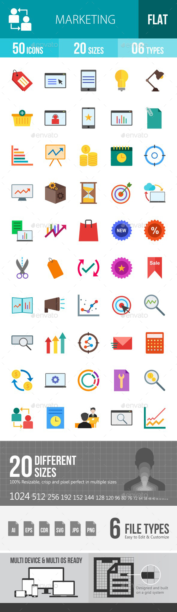 Marketing Flat Multicolor Icons - Icons
